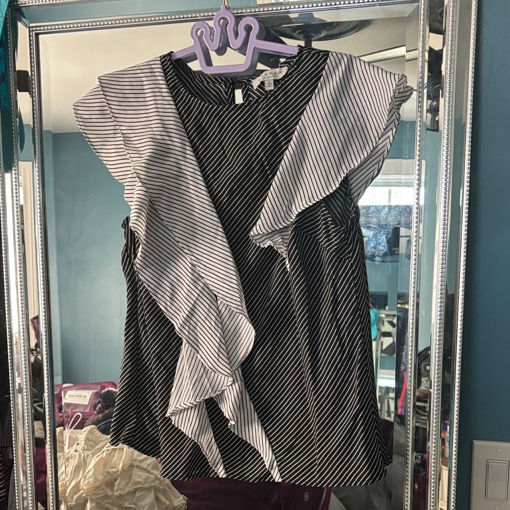 Hayden Black and White Striped Blouse